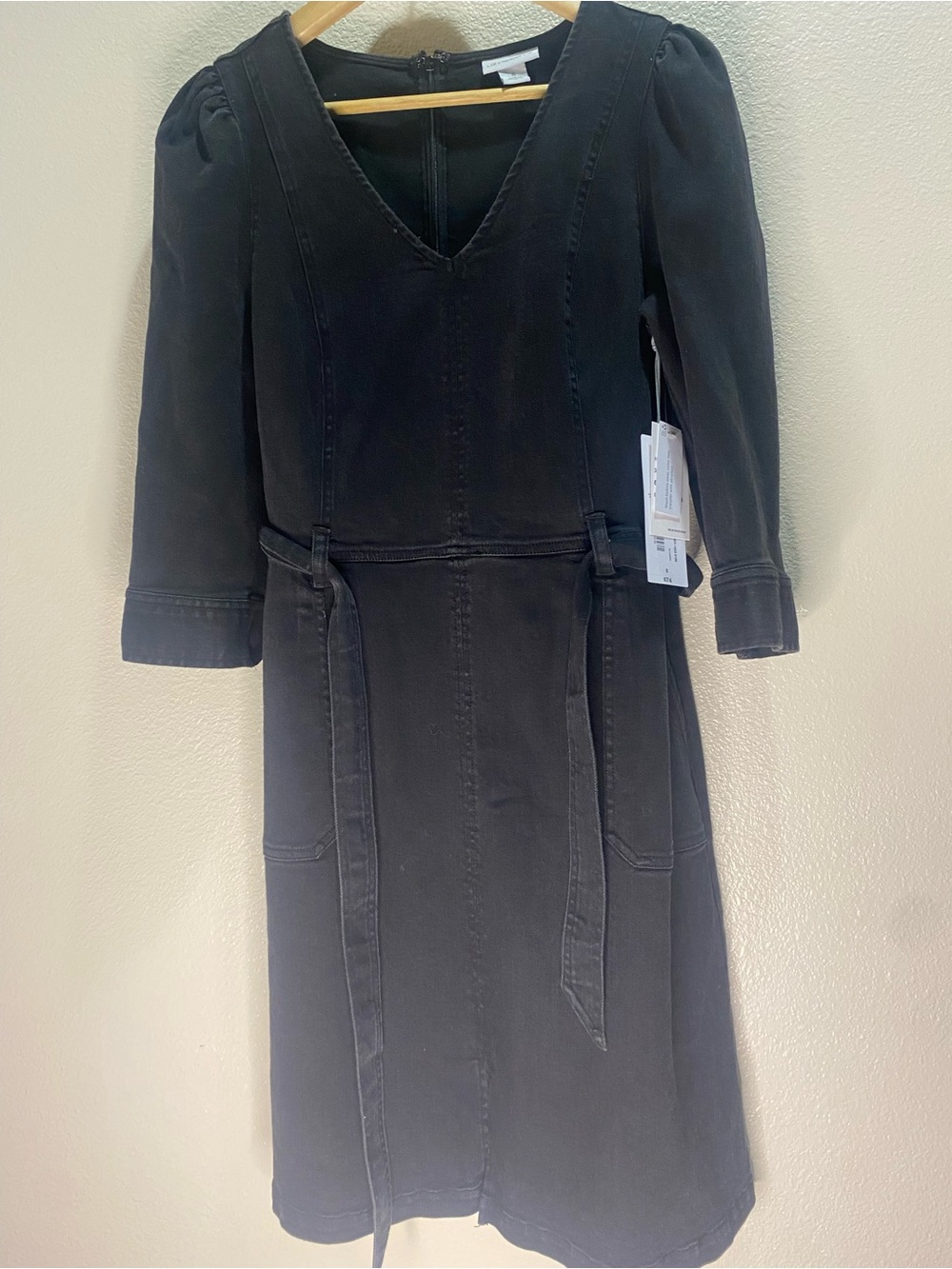8 size Liz Claiborne Black Denim Utility Dress NWT Size 8 Y2K Puff Sleeve